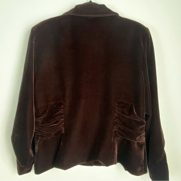 Vtg 90s Brown Velvet Blazer Women XLP Steampunk Academia Western Equestrian Goth - Picture 2 of 13